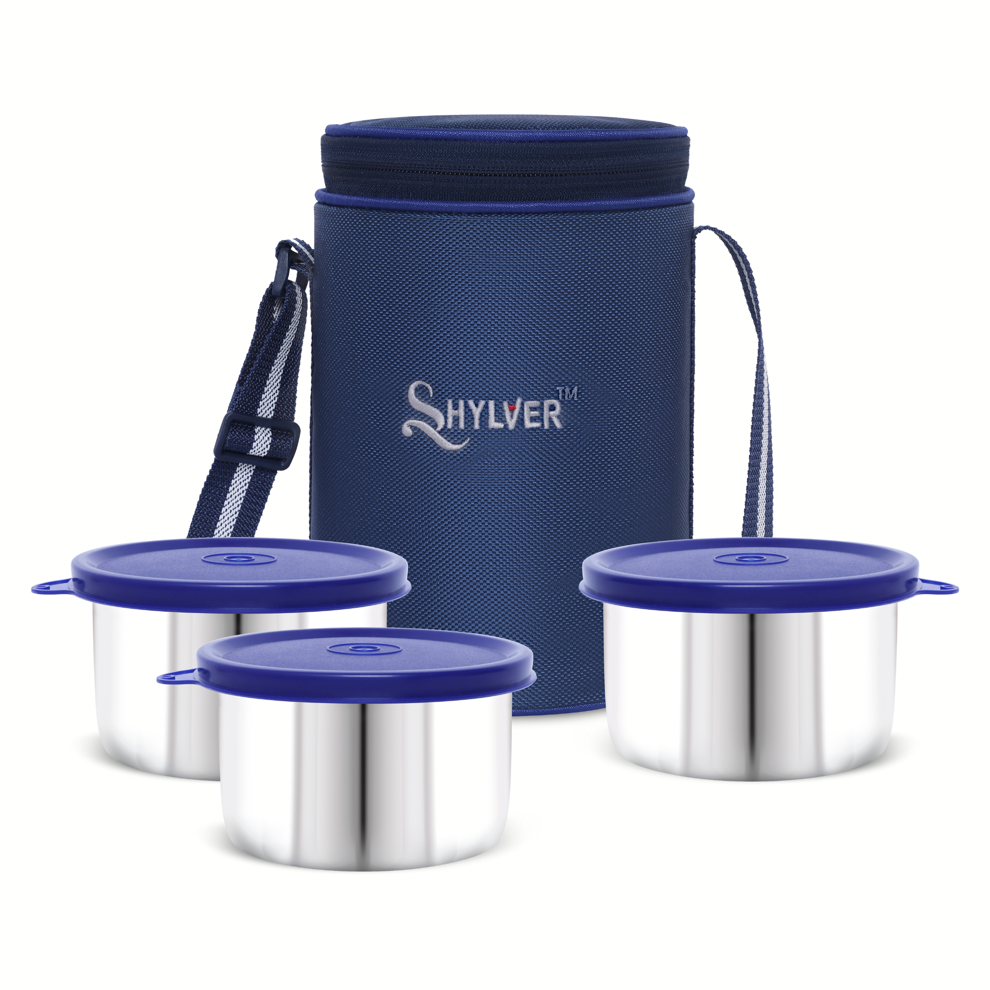 Shylver Blue buzz set of 3 Vertical Lunch Box