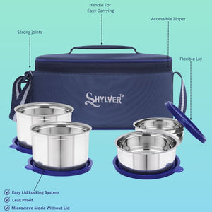 Shylver Blue Buzz Set of 4 Universal Lunch Box